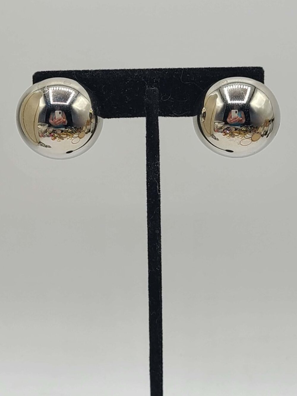 Large Stainless Steel Button Dome Earrings